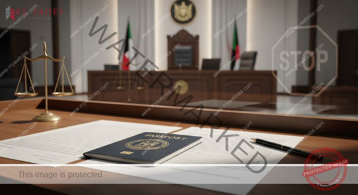 منع السفر في الكويت موضح من خلال مستندات قانونية وجواز سفر