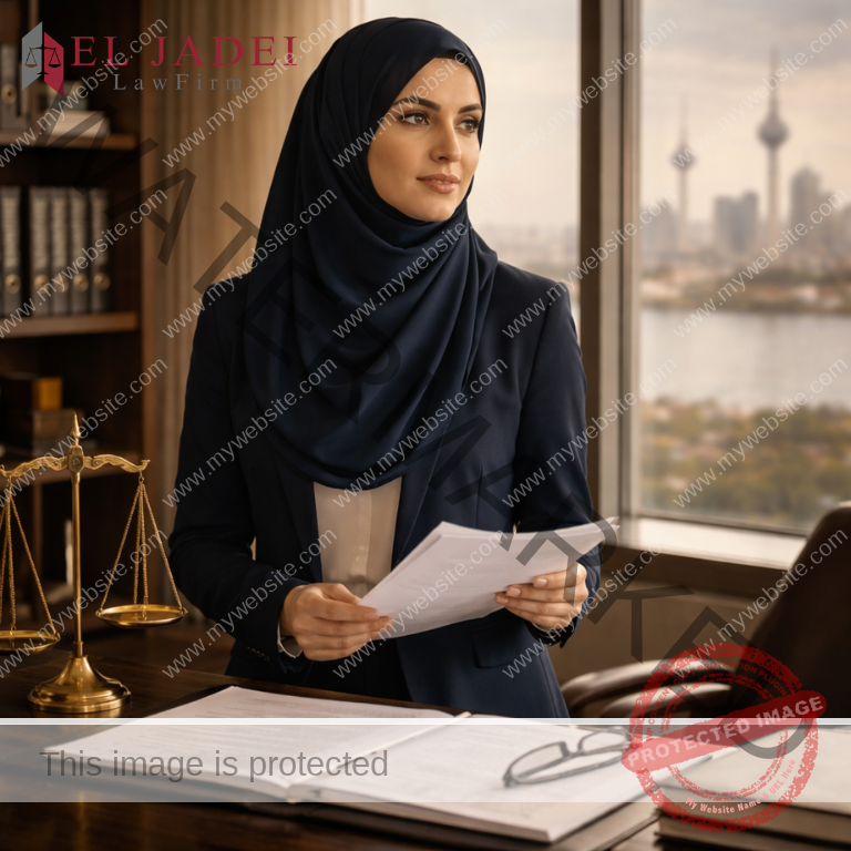 قانون التقاعد الجديد للمرأة في الكويت 2026: هل تخسرين حقك؟ امرأة كويتية محترفة تراجع مستندات التقاعد في سياق قانوني