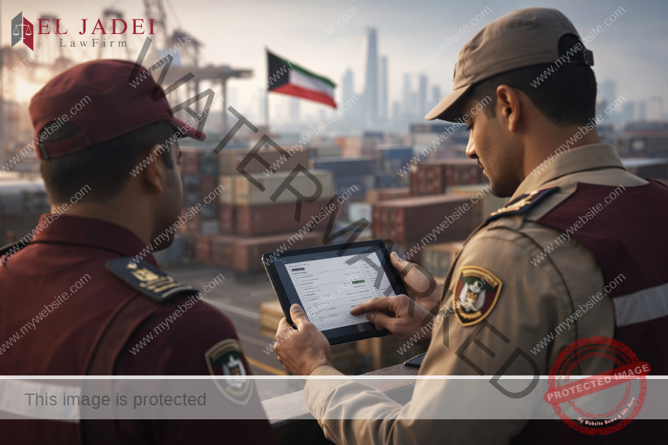 قانون الجمارك الكويتي رقم 10 لسنة 2003: دليلك الكامل مشهد تفتيش جمركي في ميناء كويتي يمثل قانون الجمارك الكويتي رقم 10 لسنة 2003
