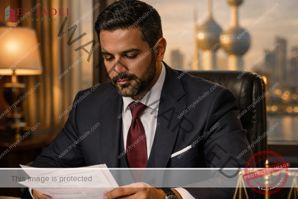 قانون الملكية الفكرية في الكويت: احمِ حقوقك قبل فوات الأوان محامي كويتي يشرح قانون حماية الطفل لأم وطفل داخل مكتب قانوني احترافي